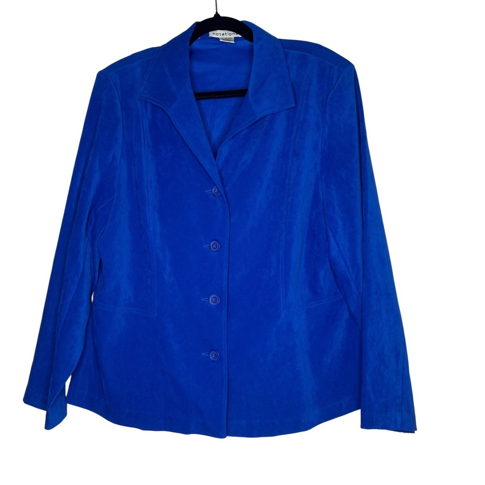 Notations VTG Blazer Jacket‎ Women's XL Blue Button Front Career Office Blue